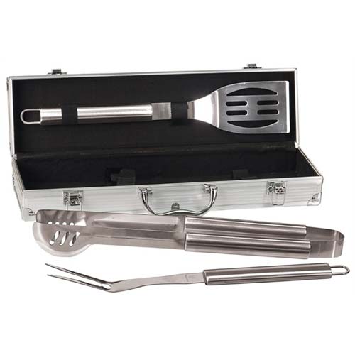 Aluminum/PVC Engraved Case 3-Piece BBQ Gift Set