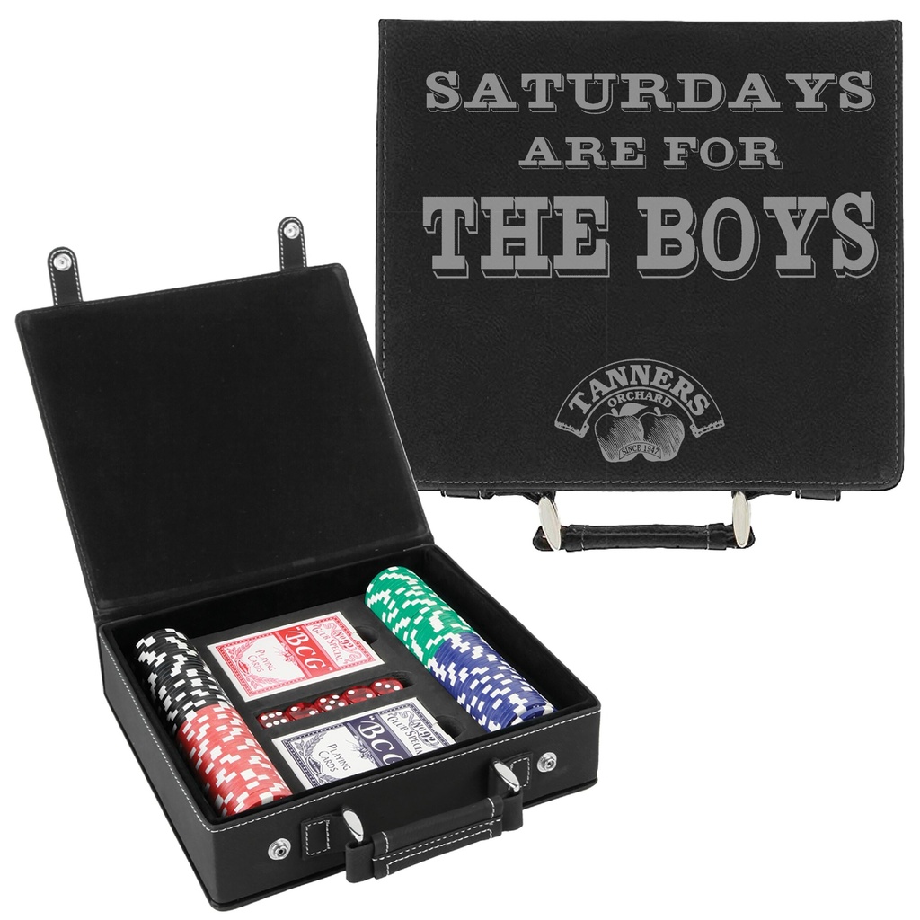 100 Chip Engraved Leatherette Poker Set